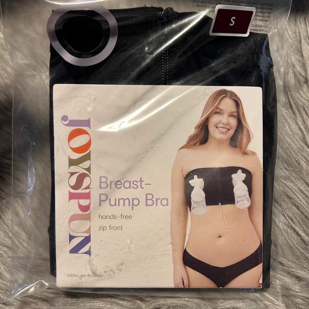 Joyspun Breast Pump Bra Womens Size Small Black Hands Free Front Closure
